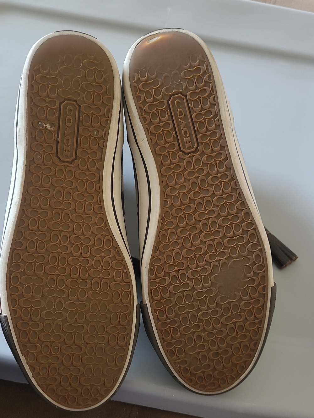 Coach Brown Monogram High-Top Sneakers with Dark Brown Trim Size 7.5 - Picture 7 of 12